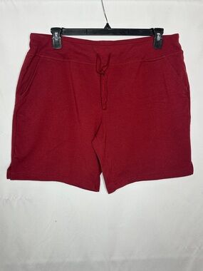 Athletic Works Red Cotton Athleisure Drawstring Shorts - Womens